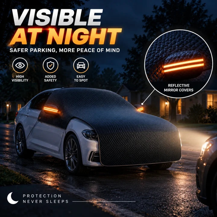 Upgrade 6-Layer Half-Car Protective Cover – Snow, Frost, UV & Wind Protection