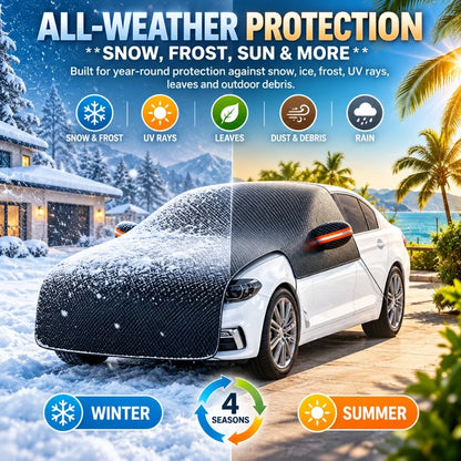 Upgrade 6-Layer Half-Car Protective Cover – Snow, Frost, UV & Wind Protection