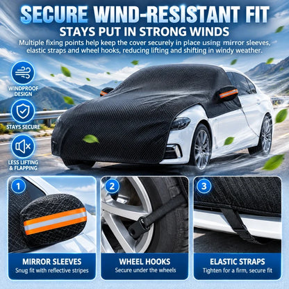 Upgrade 6-Layer Half-Car Protective Cover – Snow, Frost, UV & Wind Protection