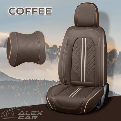 Zetas Car Seat Cushion Full Set Universal Waterproof Breathable Vehicle Leather Cover for Cars, SUV, Pick-up Truck